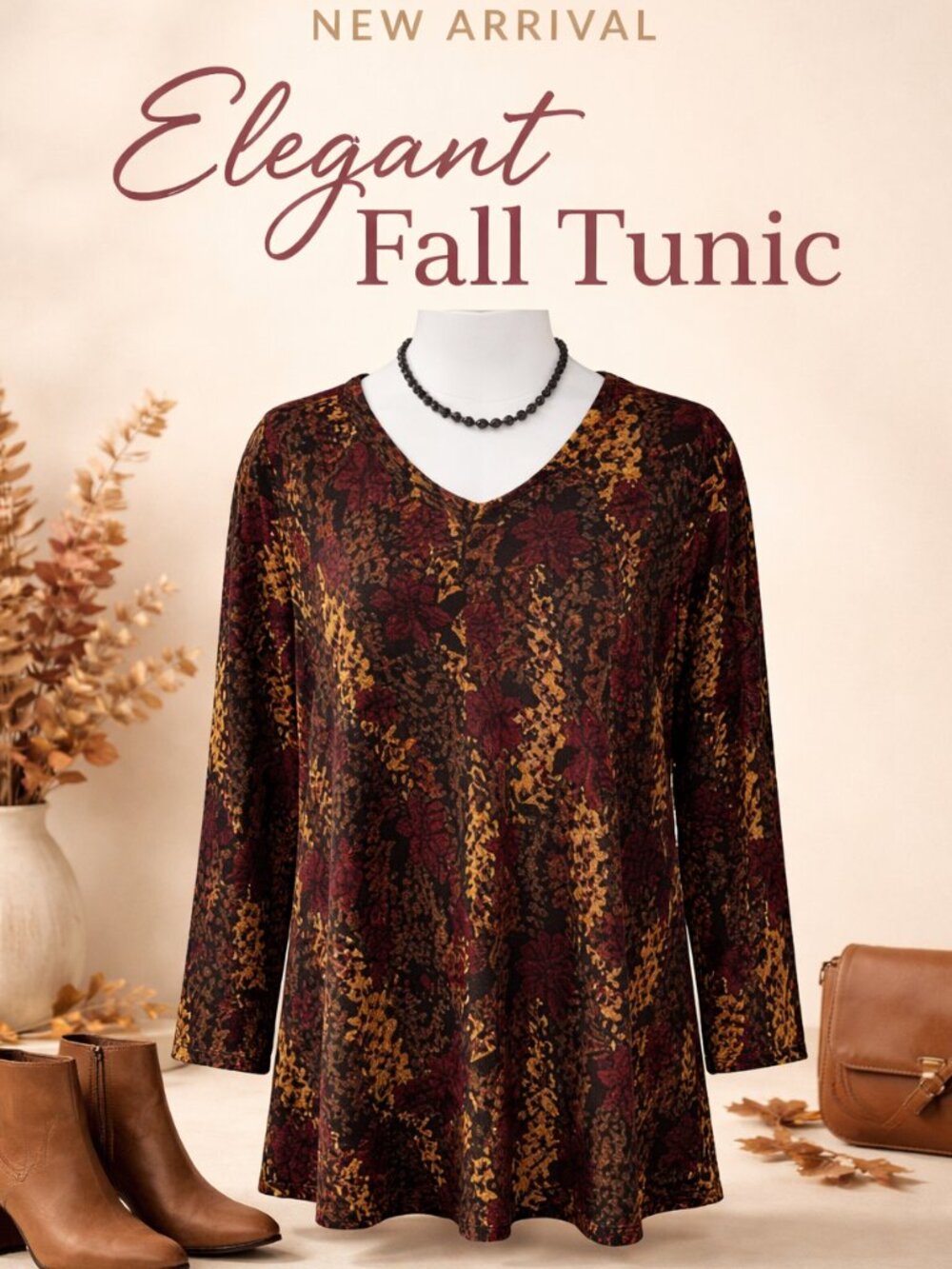 Sarah Bentley 3X Floral Print Boho Knit Tunic V Neck Top